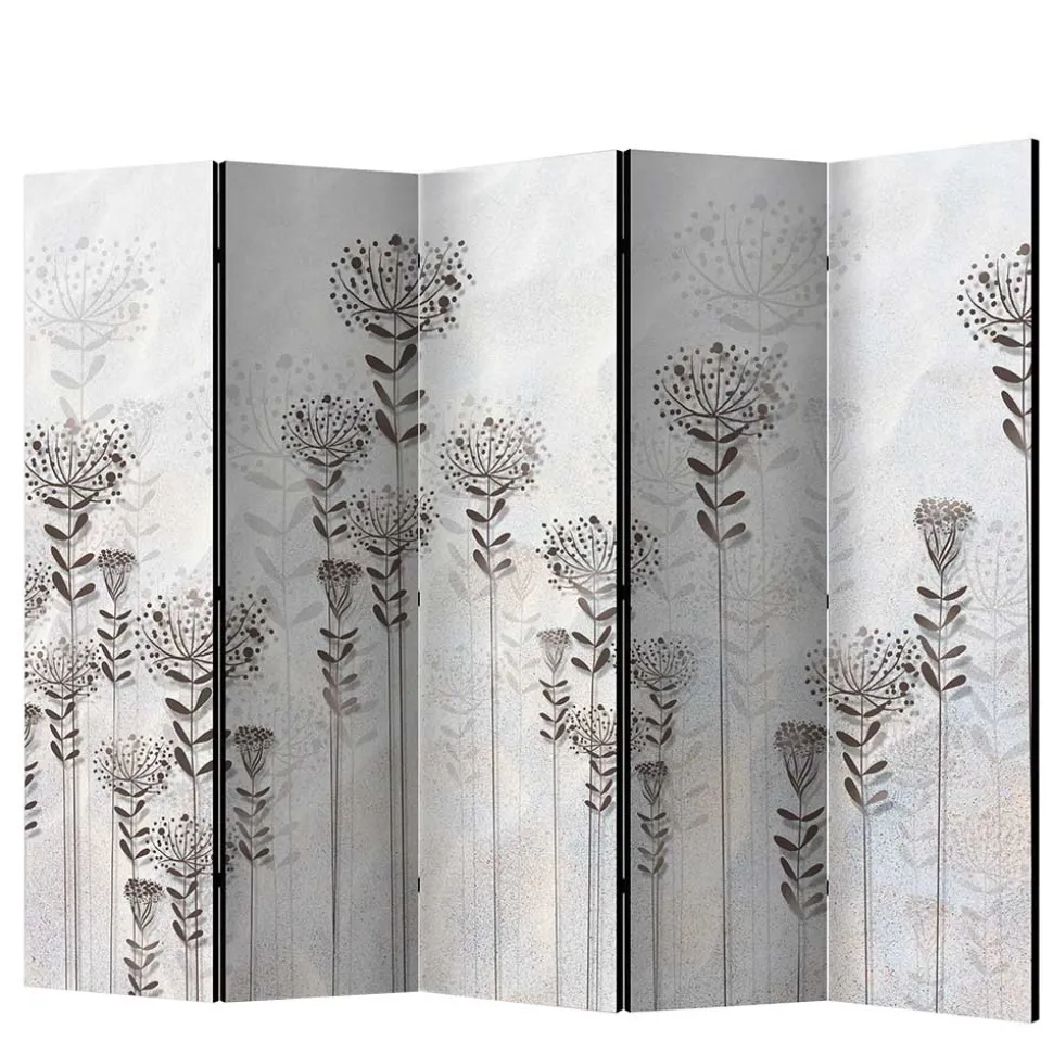 Monochrom bedruckter Paravent mit floralem Motiv - Stepana