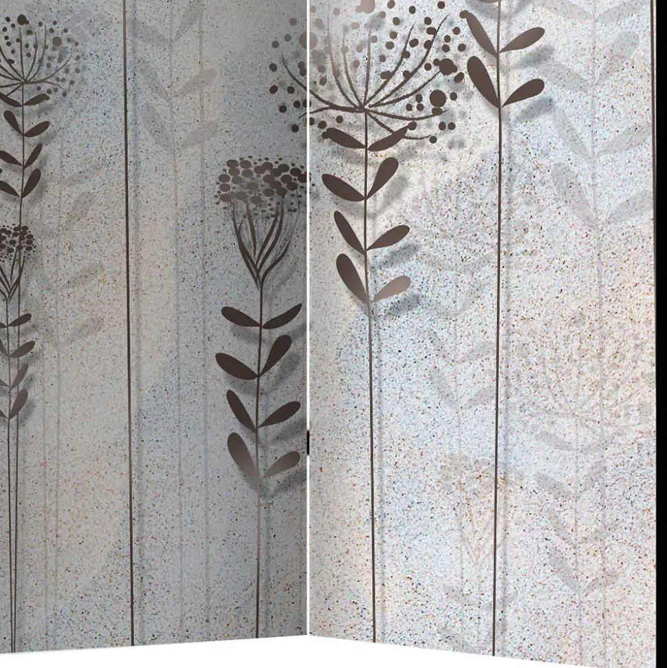 Monochrom bedruckter Paravent mit floralem Motiv - Stepana