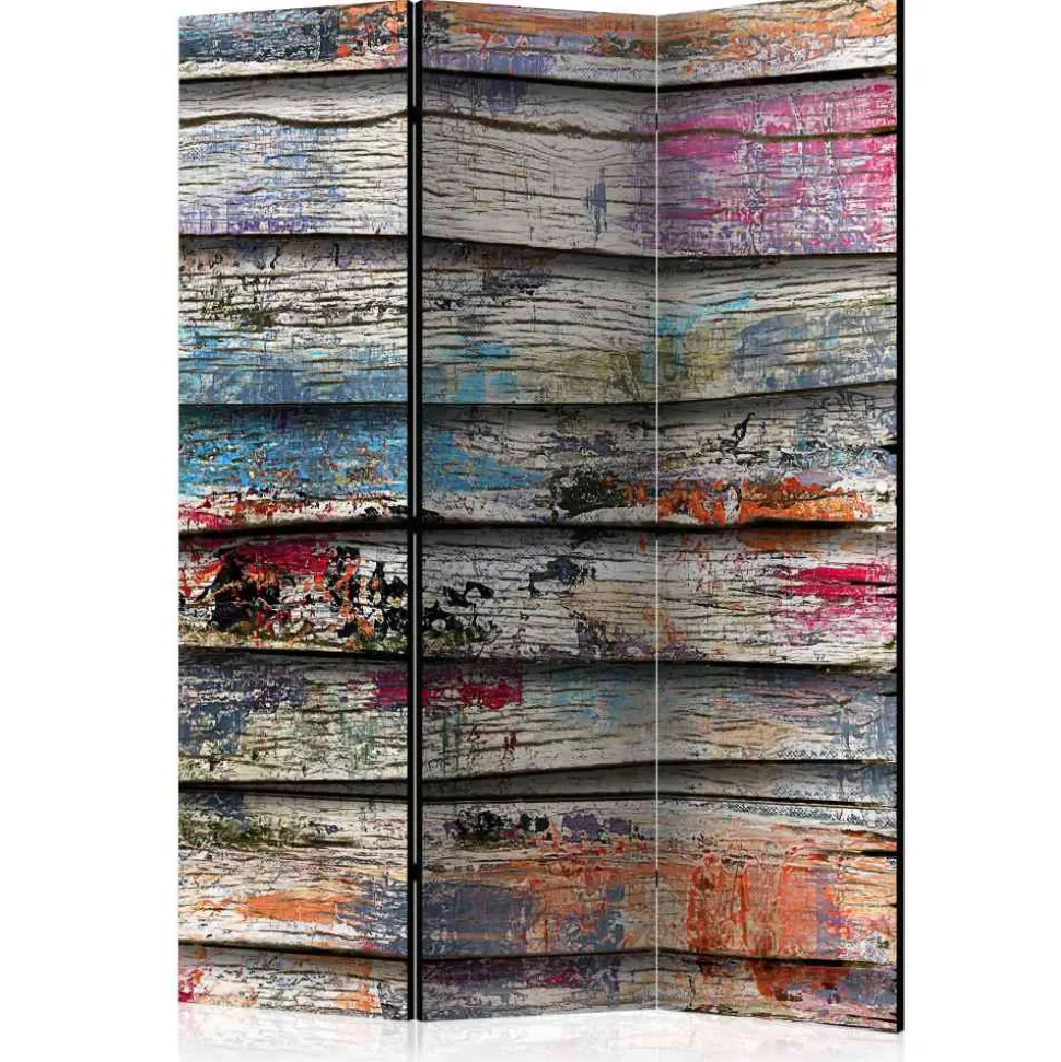 Motiv Paravent Bretterwand & Farbflecken - Alekona