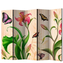 Motiv Trennwand Blume & Schmetterlinge - Rovigo