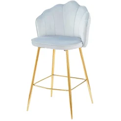 Muschel Barstühle in Hellgrau & Gold - Locceri (2er Set)