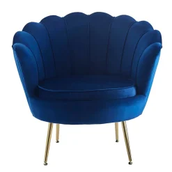 Muschel Design Sessel in Blau Samtbezug - Dotagon