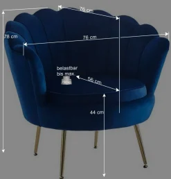 Muschel Design Sessel in Blau Samtbezug - Dotagon