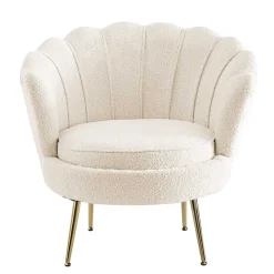Muschel Designsessel in Creme Boucle - Ucera
