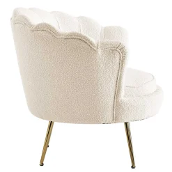 Muschel Designsessel in Creme Boucle - Ucera