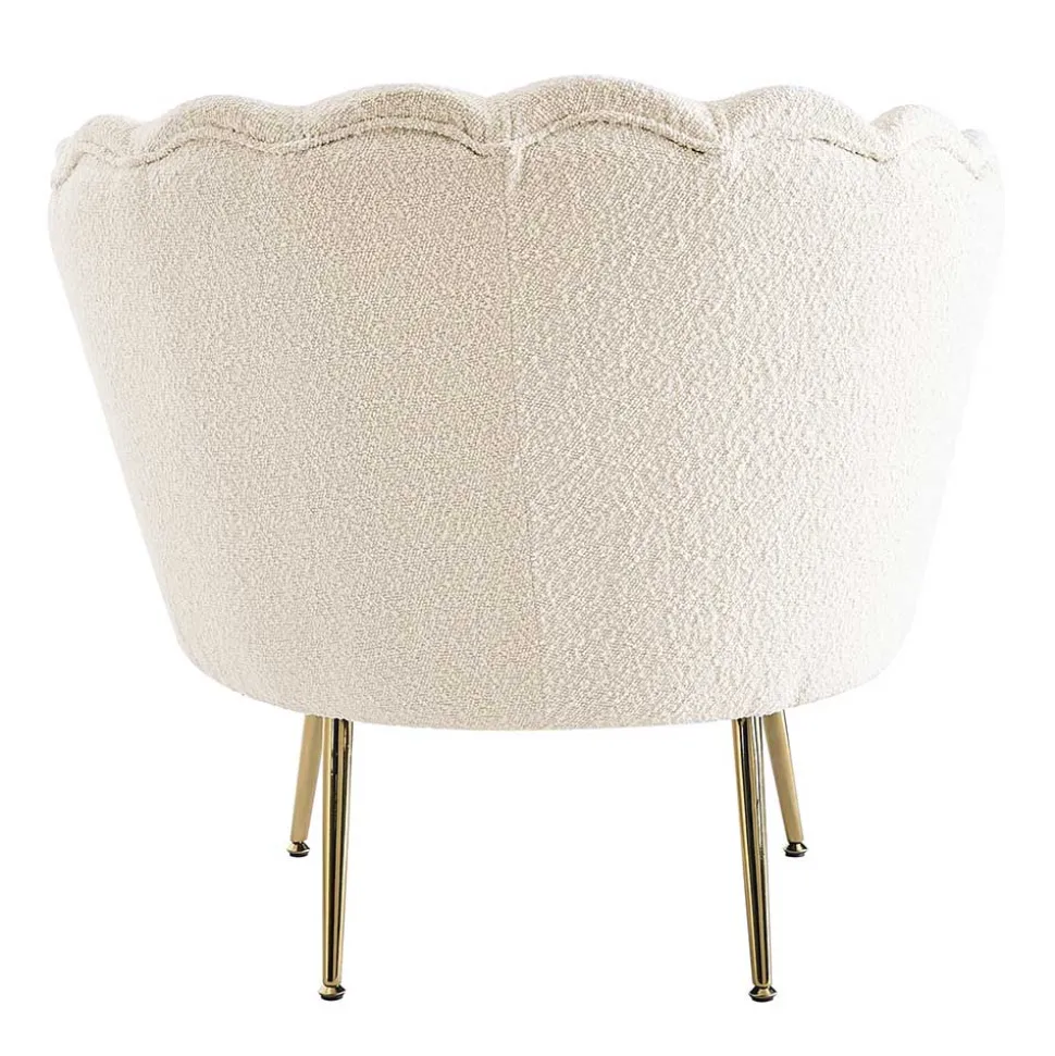 Muschel Designsessel in Creme Boucle - Ucera