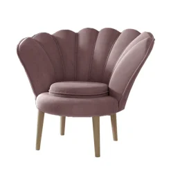 Muschel Loungesessel in Altrosa Samt - Ilena