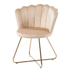 Muschelstühle in Beige und Gold - Cagahan (2er Set)