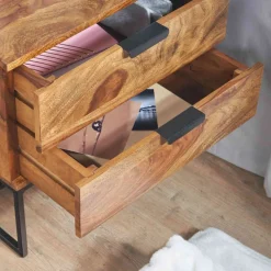 Nachtkommode aus Sheesham massiv & Metall - Campane