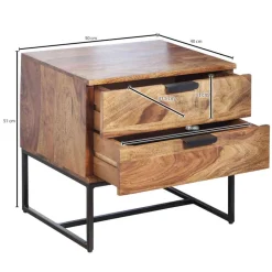 Nachtkommode aus Sheesham massiv & Metall - Campane