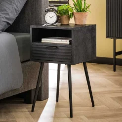 Nachtkommode Beistelltisch in Schwarz - Jadamos