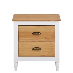 Nachtkommode im Landhaus Look mit Metallgriffen - Xasimir