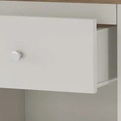 Nachtkommode in Cremeweiß mit Eiche - Langoona