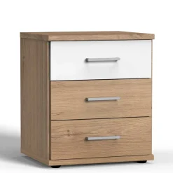 Nachtkommode in Eiche Dekor & Weiß - Curacao