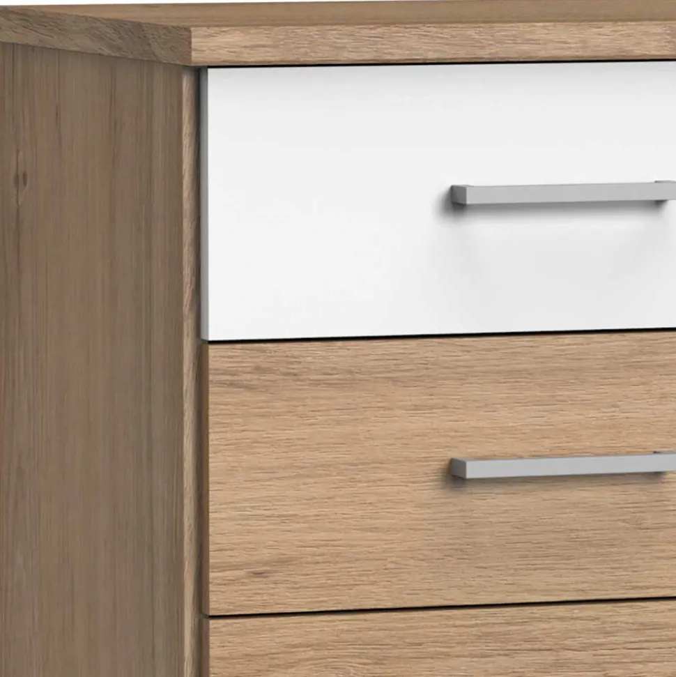 Nachtkommode in Eiche Dekor & Weiß - Curacao