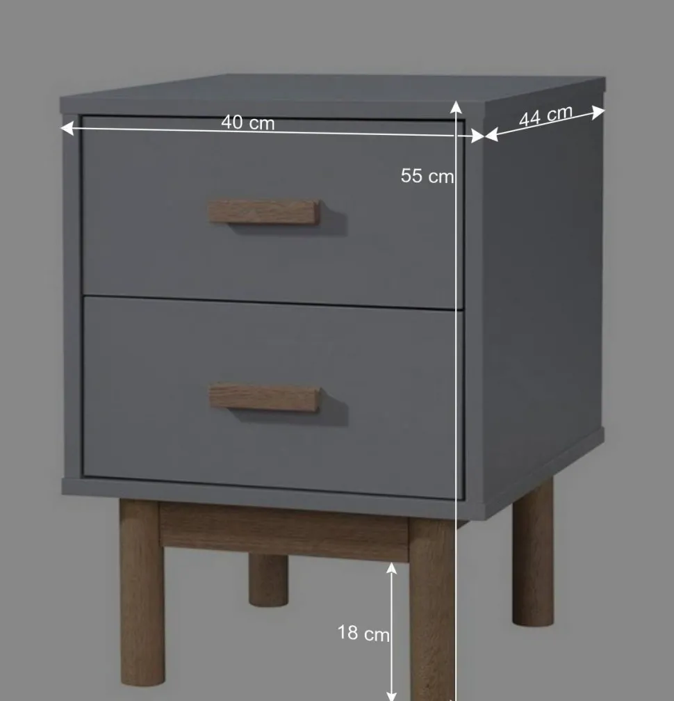 Nachtkommode in Grau mit Eiche - Caldaro