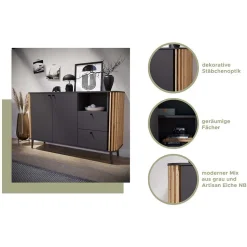 Nachtkommode in Grau und Wildeiche - Penzanca