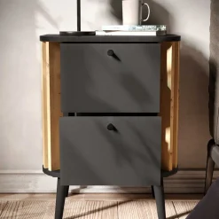 Nachtkommode in Grau und Wildeiche - Penzanca