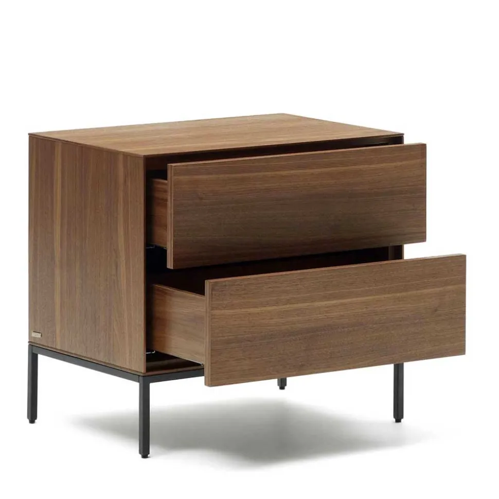 Nachtkommode in Nussbaumfarben und Anthrazit - Milena