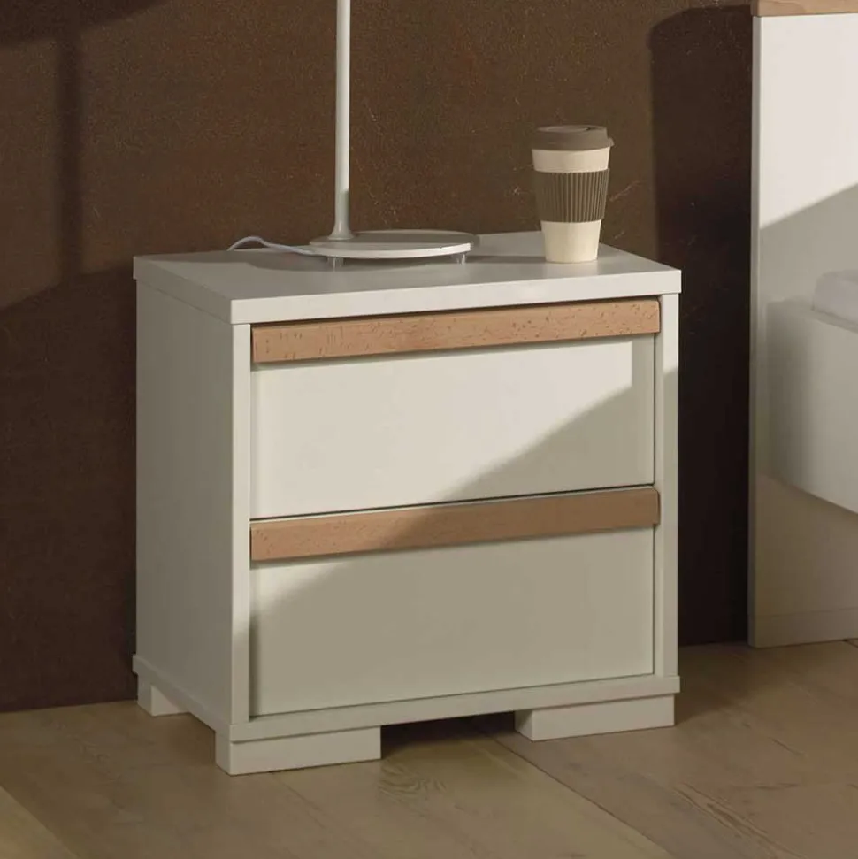 Nachtkommode in Weiß & Buche - Eldrus