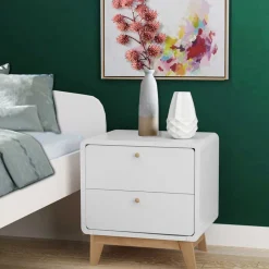Nachtkommode in Weiß mit Eiche - Kolreva