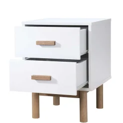 Nachtkommode in Weiß mit Eiche - Savuta