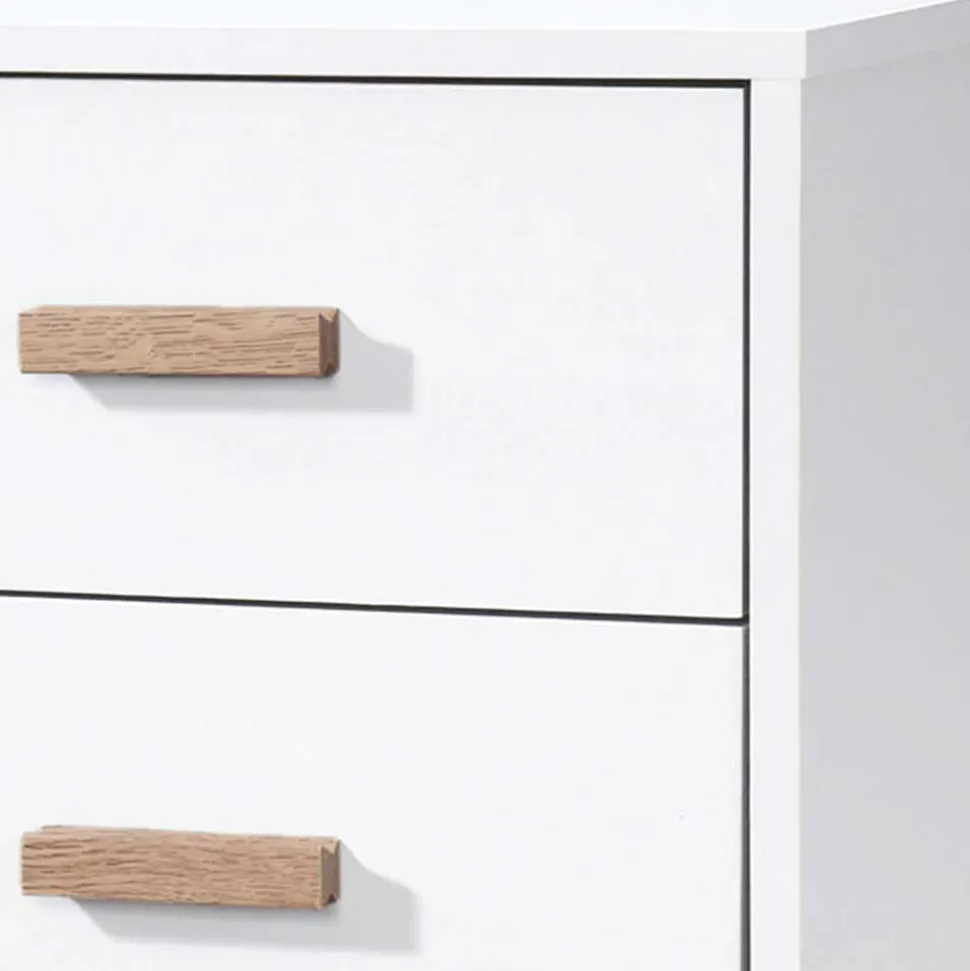 Nachtkommode in Weiß mit Eiche - Savuta