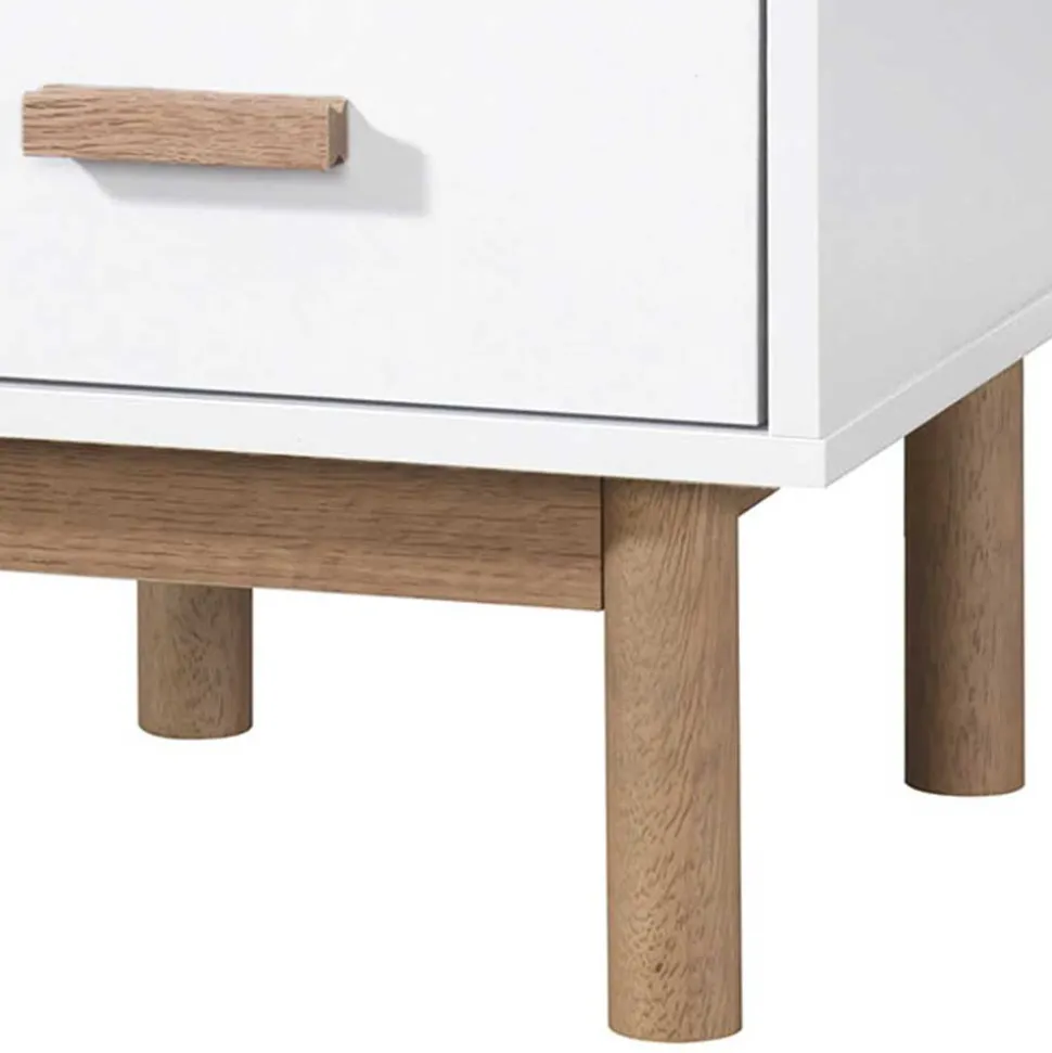 Nachtkommode in Weiß mit Eiche - Savuta