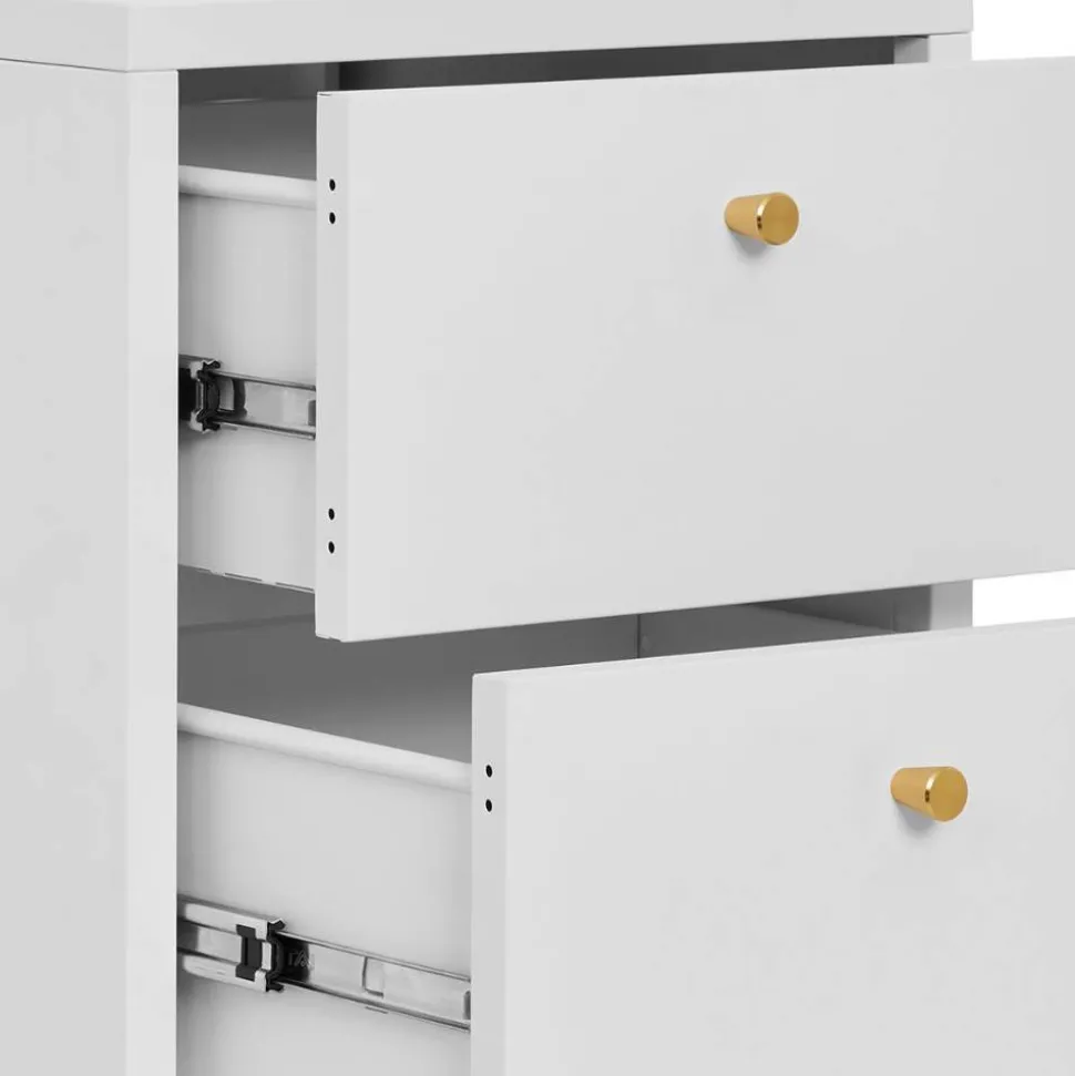 Nachtkommode in Weiß mit Gold - Lititia