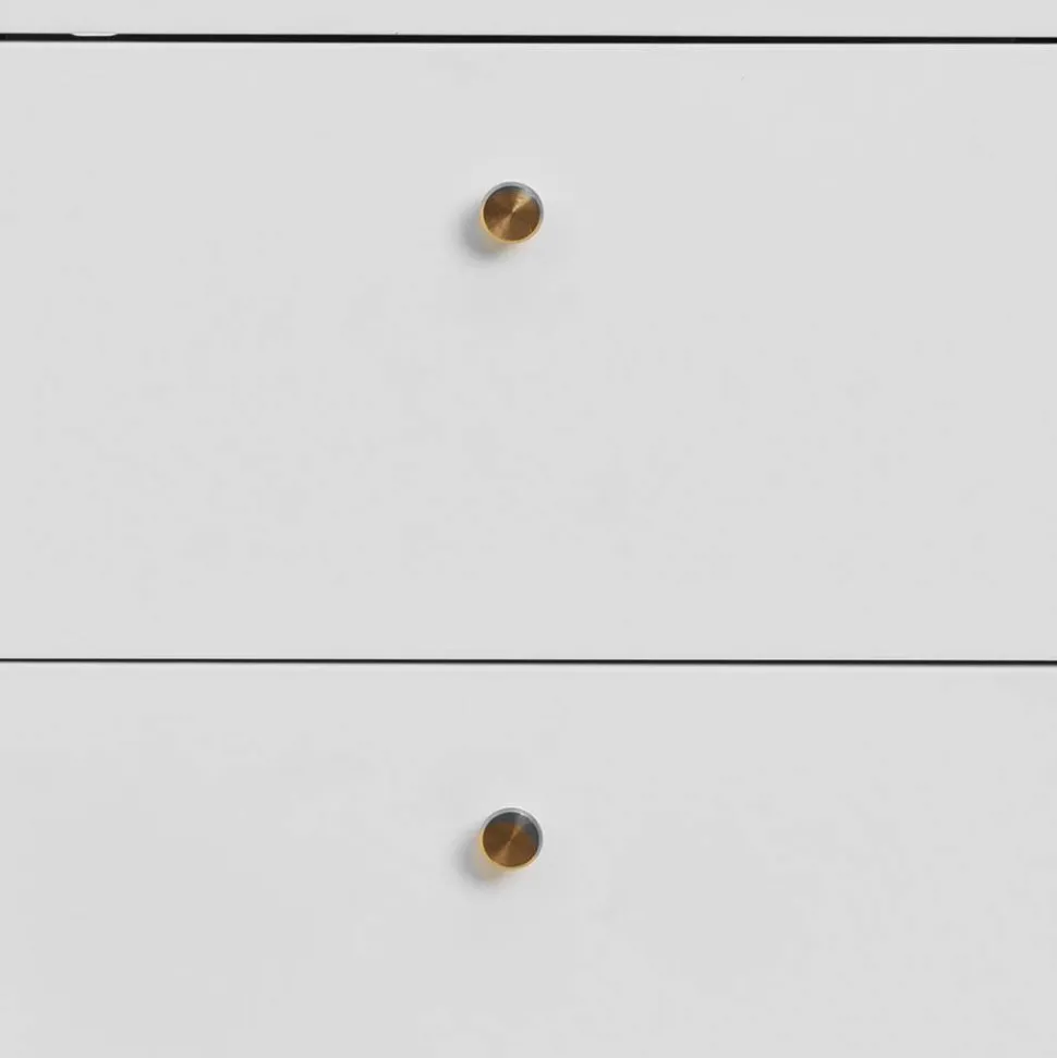 Nachtkommode in Weiß mit Gold - Lititia