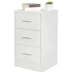 Nachtkommode in Weiß mit Metallgriffen - Guantama