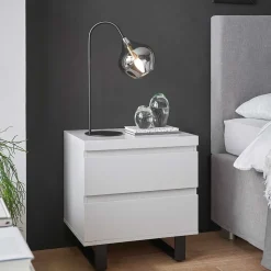 Nachtkommode in Weiß mit Schwarz - Atela