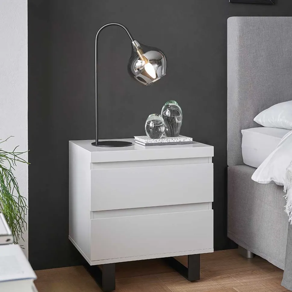 Nachtkommode in Weiß mit Schwarz - Atela