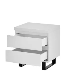 Nachtkommode in Weiß mit Schwarz - Atela