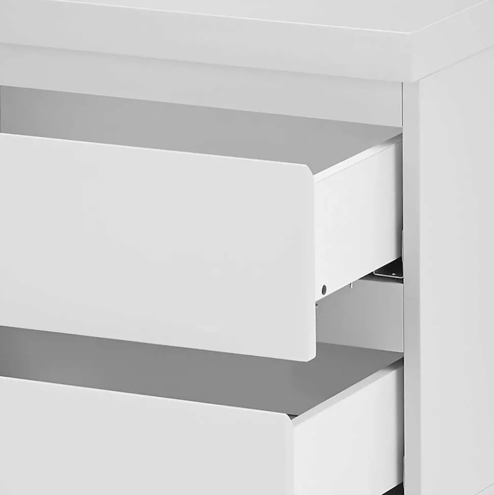 Nachtkommode in Weiß mit Schwarz - Atela