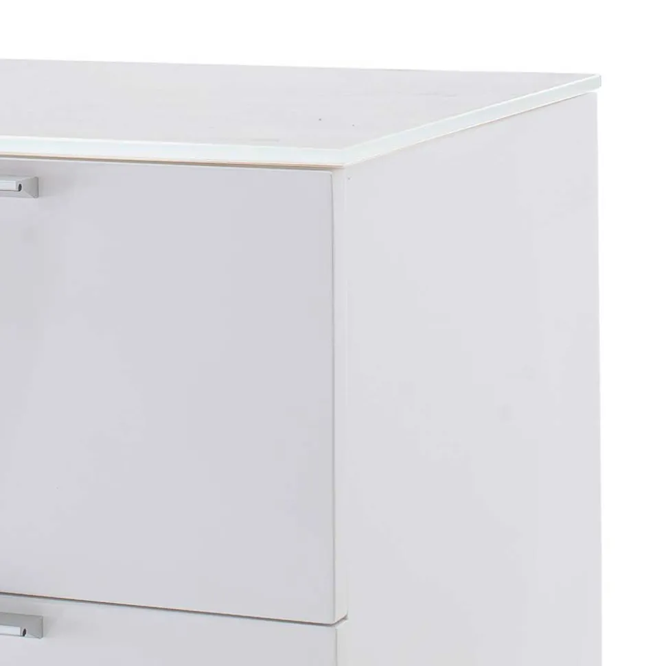 Nachtkommode mit Glasbeschichtung Ardila in Weiß