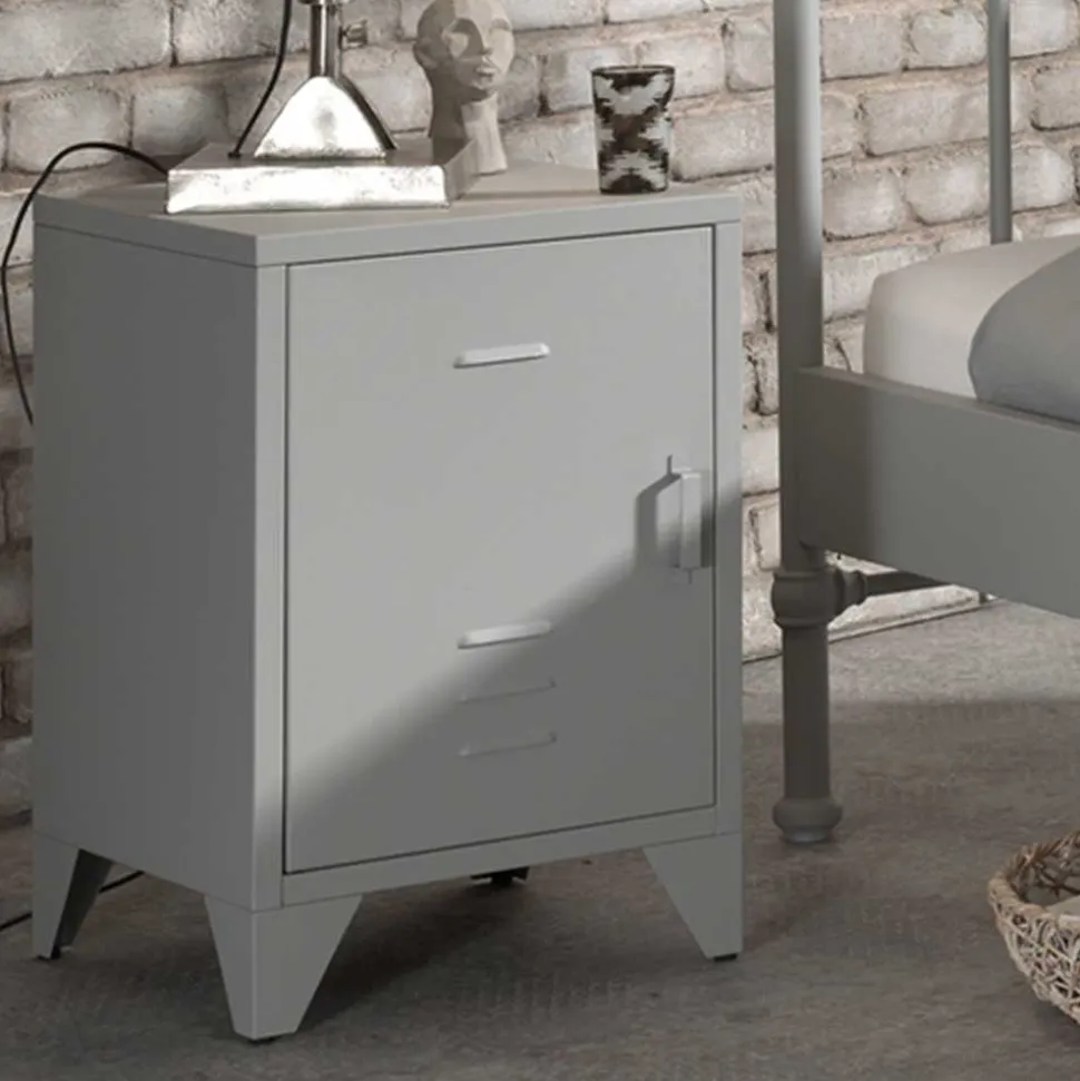 Nachtkommode mit Tür in Grau - Grandios