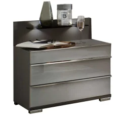 Nachtkommoden mit Glasfront Grau - Ocavado (2er Set)