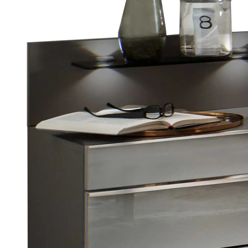 Nachtkommoden mit Glasfront Grau - Ocavado (2er Set)