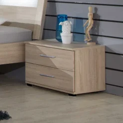 Nachtkonsole Entuisan in Eiche Holzoptik Sägerau