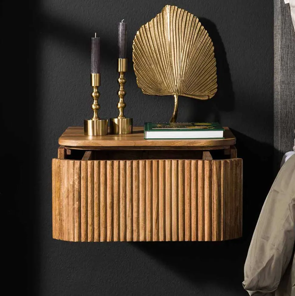 Nachtkonsole für die Wandmontage aus Massivholz - Izunamy