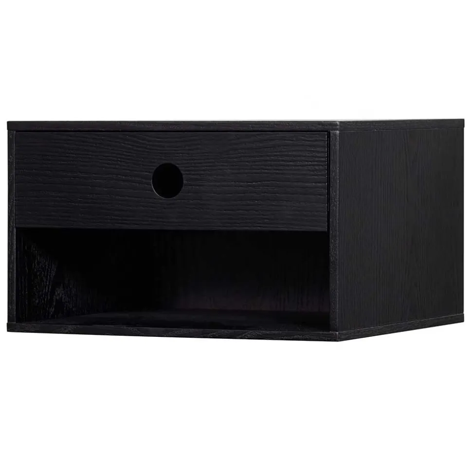 Nachtkonsole in Schwarz mit Furnier - Yalin