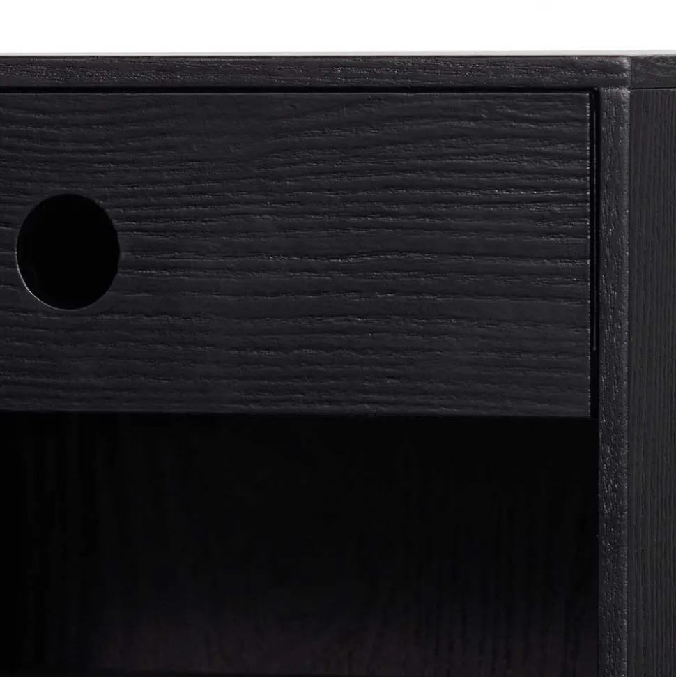 Nachtkonsole in Schwarz mit Furnier - Yalin