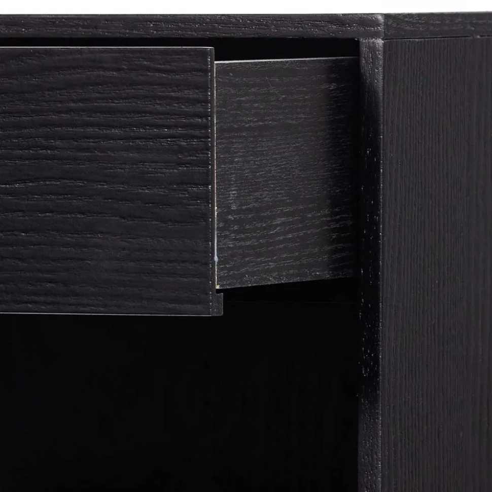 Nachtkonsole in Schwarz mit Furnier - Yalin