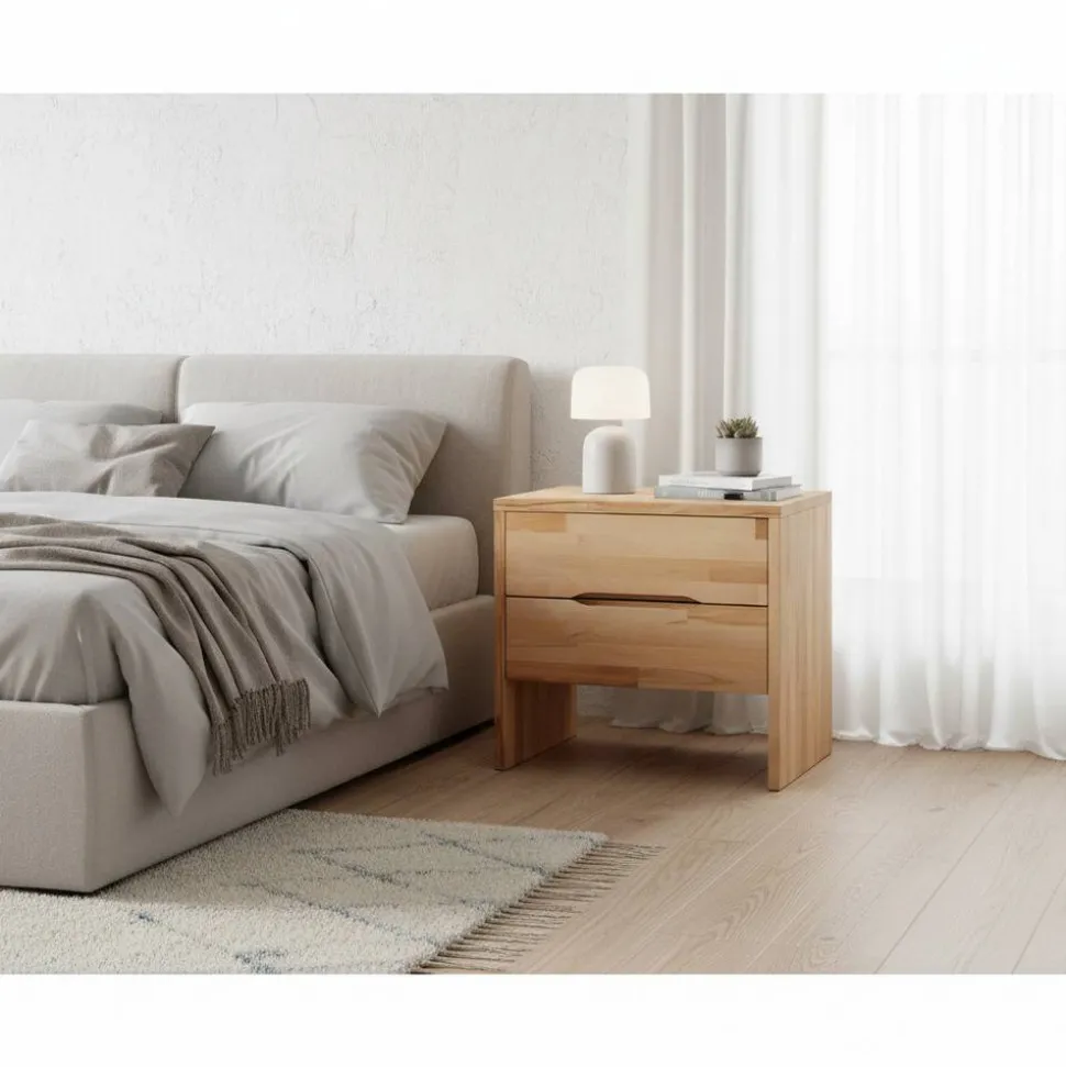 Nachtkonsole mit 2 Schubladen Bejaro aus massiver Kernbuche