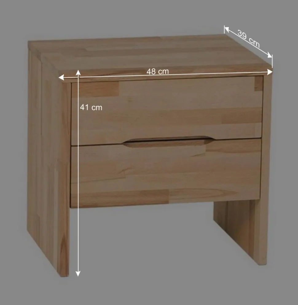 Nachtkonsole mit 2 Schubladen Bejaro aus massiver Kernbuche
