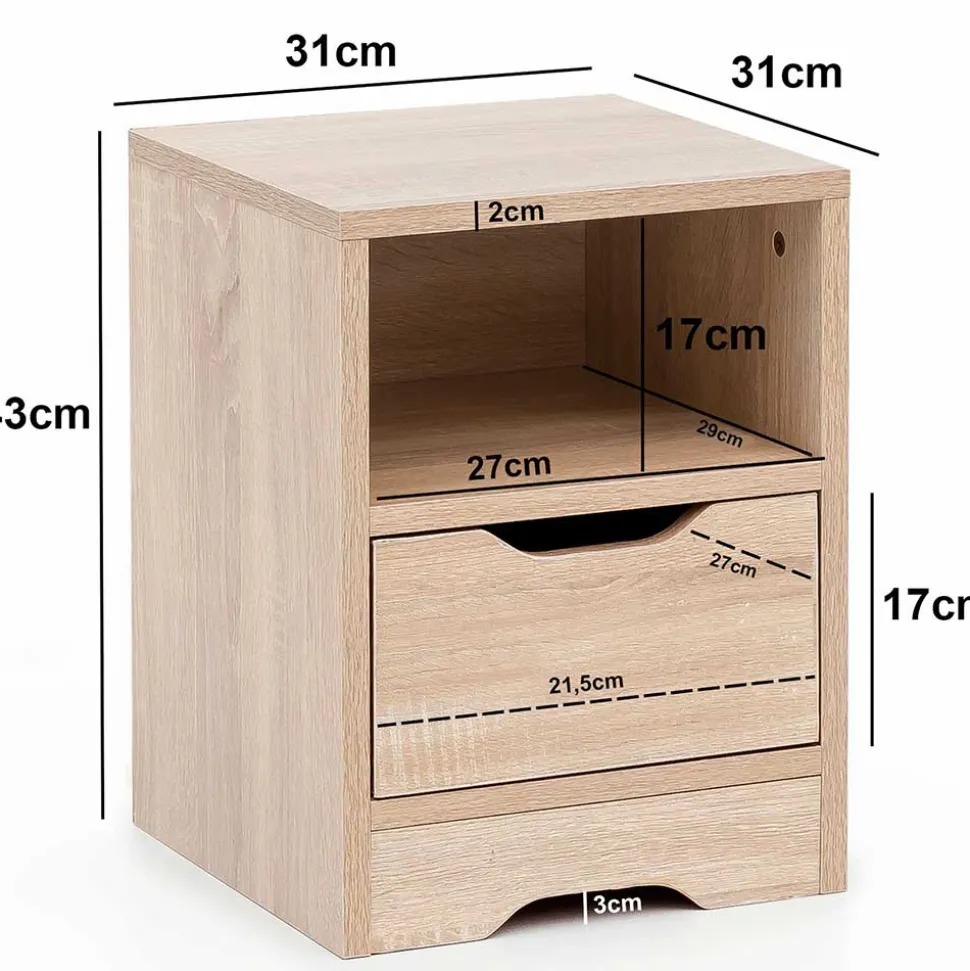 Nachtkonsole mit Fach und Schublade - Mavricara