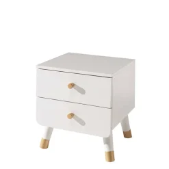 Nachttisch Bettkommode in Weiß & Gold - Luciao