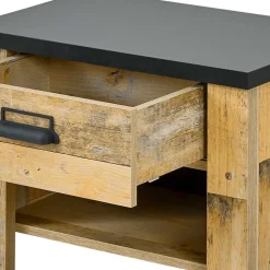 Nachttisch in Altholz Optik & Anthrazit - Naiavio