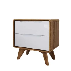 Nachttisch Kommode in Wildeiche & Weiß - Diesta